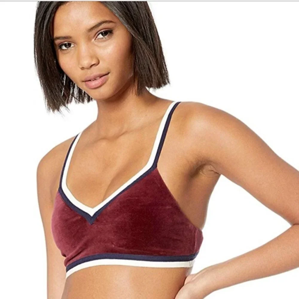 PUMA Fenty by Rhianna V-Neck Velour Crop Top Velour Velvet Bra Bralette XS NWT